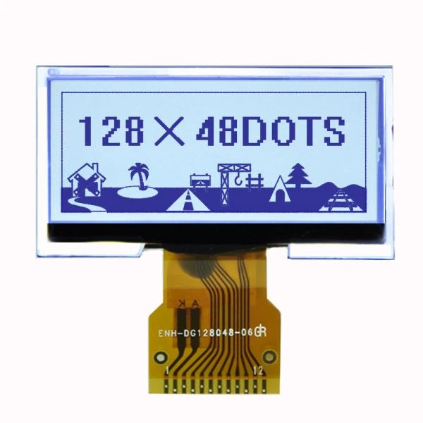 Mažas 128 * 48 LCD monitorių FSTN permatomas nespalvotas LCD ekranas