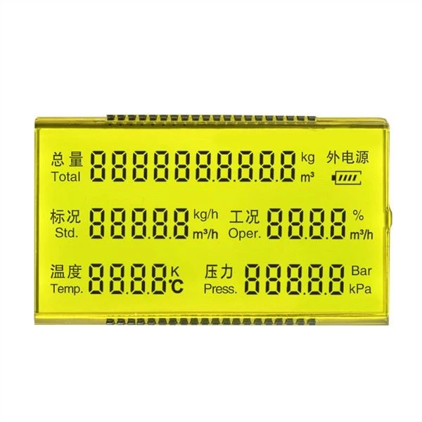 STN teigiamo pralaidumo geltono segmento LCD ekranas